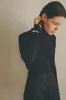 Camisa Básica Elegante de Corte Justo Matsumoto CLANE Moda Versátil Top Suéter de Malha de Gola Alta Feminino