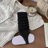 Polainas de tricô brancas para mulheres, estilo sem pé, primavera e outono, estilo balé, série Miu, meias empilhadas, listra vertical, meias de cano alto estilo japonês