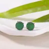 Pendientes de Plata de Ley S925 Yuebao Jewelry de Cuatro Garras Redondos de Jade Natural Estilo Chino Nuevo Simples Pequeños Versátiles para el Día a Día