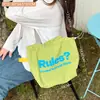 Bolso tote minimalista estilo coreano, fresco y simple, con letras de color contrastante, bolso de hombro de lona con cordón de gran capacidad, al por mayor