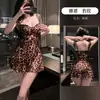 Nuevos y sexys pijamas de estampado de leopardo para mujer, camisola de noche de verano de deseo puro y tentación con copas en el pecho, ropa de dormir para casa de corte bajo