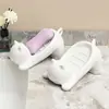 Caja de Jabón de Plástico de Gato de Dibujos Animados Creativa Linda Caja de Jabón de Baño Estante de Almacenamiento Jabonera con Drenaje para Baño Holer