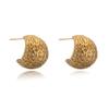 Austrália, Europa antiga e Estados Unidos transfronteiriços quentes 18K banhados a ouro C- brincos de aço inoxidável feminino INS metal vento textura brincos novos