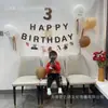 Ins Coreano Feliz Aniversário Letra Marrom Bandeira de TNT Bebê Cem Dias Festa Infantil Arranjo