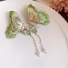 Agulha de Prata Novo Estilo Chinês Bordado com Zircônia Borboleta Pingente de Franja Brincos de Pérola Luxo Leve Toque de Alto Padrão Brincos de Tarraxa Doce Nicho Acessórios para Brincos