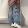 Estilo Novo de Primavera Jeans para Meninos Roupas Infantis Crianças Meninos Adolescentes Versátil Calça Jeans Bordada Estilosa na Moda