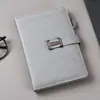 Cuaderno de Negocios Personalizado con Textura Similar al Cuero de Oveja, Piel Sintética, Diseño de Hebilla Sencillo, Impresión de Logo, Alto Valor Estético, Viene con un Bolígrafo y Caja de Regalo