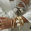 Joia Transfronteiriça Europeia e Americana Pulseira de Linha Metálica Enrolada Retro Pulseira de Pérola Plissada Irregular kit