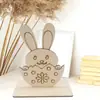 Artesanías de Madera de Pascua, Conejo de Color Natural con Base, Decoraciones de Mesa de Fiesta de Madera Pascua