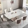 Juego de mesa de comedor y sillas de pizarra estilo italiano, mesa de comedor moderna minimalista de lujo ligero para casas pequeñas, mesa rectangular para uso doméstico