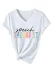Amazon eBay sitio independiente moderno versátil elegante mujer cuello en V logopeda camiseta de manga corta