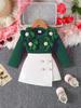 Conjunto de 2 Peças para Bebê Menina Transfronteiriço: Blusa de Manga Longa com Costela e Aplique Redonda + Saia