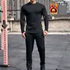 Moda Fitness y Muscular para Hombre Otoño Manga Larga Cremallera Camisa y Pantalones Conjunto de Dos Piezas Ropa Deportiva Nueva