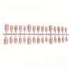 30 piezas de parches para uñas postizas de estilo de lujo ligero degradado con lazo dorado 3D, forma de almendra corta, portátiles, transfronterizos