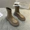 Botines Cortos para Mujer 2025 Primavera y Otoño Nuevo Moderno Versátil Cierre Trasero Plataforma Suela Gruesa Antideslizantes Botas Ajustadas Moda