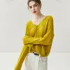 Suave y Elegante ~ Cárdigan de Punto de Cachemir con Escote en V y Corte para Mujer, Suéter de Cachemir Suave y Sedoso a la Moda, Precioso Top para Mujer