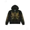 Moletom com zíper e manga longa, estampa camuflada com strass, estilo Y2K, caimento solto, jaqueta com capuz, retrô, tendência streetwear