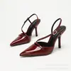 Tacones Altos Silenciosos de Moda con Punta Fina, Apertura Baja, Correa Trasera, Punta Cerrada y Espalda Abierta, Sexys y Elegantes, Diseño de Nicho de Lujo Ligero
