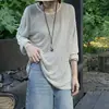 Um sopro de ar frescoCamiseta de tricô listrada de manga longa de seda Tussah - item indispensável/Fio de seda Tussah tingido em fio