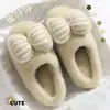 Pantuflas de Algodón con Lazo para Mujer 2026 Nuevas de Otoño Invierno Suela Gruesa Cálidas de Felpa Antideslizantes de Punta Cerrada Peludas para Mujer