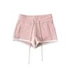 Shorts Casuais Estilo Garota Picante Doce Shorts Esportivos Cinza Contrastante Estilo Americano Shorts de Fitness de Cintura Baixa para Mulheres