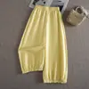 Pantalones Casuales Frescos de Seda de Hielo para Mujer, Verano, Cintura Alta, Corte Holgado, Adelgazantes, Antiarrugas, Estilo Jogger, Pantalones Harem Cortos