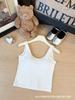 Moda de Verano Chaleco de Algodón Puro con Espalda Hermosa en Forma de U Hombro Ancho y Almohadilla Fija Integrada Camisola Adelgazante