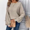 Nuevo jersey casual de punto cómodo de manga larga con diseño de murciélago, cuello redondo, para mujer, otoño/invierno 2025, europeo y americano, transfronterizo