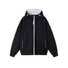 Cárdigan de Color Contrastante con Logo Americano Sudadera con Capucha y Cremallera Chaqueta de Otoño para Parejas Hombres y Mujeres Marca de Tendencia Casual Holgada