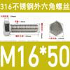 Tornillo de cabeza hexagonal externa de acero inoxidable 316L, tornillo extendido M5M10M12M14M16M18 [M4-M20]]