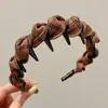 Diadema Ondulada Marrón para Mujer, Uso Diario, Antideslizante, con Dientes, para Lavarse la Cara, Accesorio para el Cabello