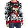 Suéter de Natal Transfronteiriço Europeu e Americano Personalizado Suéter Vermelho com Listras de Rena Roupa de Trabalho Slim com Gola Redonda Suéter de Natal para Mulheres