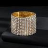 Novo bracelete de mão transfronteiriço por atacado diamante completo fileira única elástico noiva Diamante Cristal bracelete de diamante de fileiras múltiplas