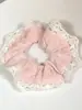 Elástico de Cabelo Scrunchie Listrado com Renda Estilo Coreano para Mulheres, Acessório de Cabelo Suave e Elegante, Elástico de Cabelo Scrunchie Estilo Coreano