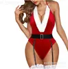 Lencería sexy europea y americana transfronteriza, body de terciopelo, atuendo navideño, juego de gorro navideño, venta al por mayor de disfraces de lencería Z30