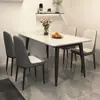 Mesa de Comedor de Piedra Sinterizada Lujo Ligero Uso Doméstico Moderna Simple Mesa y Sillas de Comedor para Apartamento Pequeño Mesa de Comedor Rectangular de Hierro Forjado