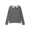 Suéter de malha com design de peça dupla falsa de nicho estilo coreano com padrão texturizado para homens e mulheres, outono e inverno, nova blusa casual estilo rico old money