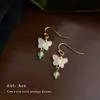 Nuevos Pendientes de Borla Mariposa Hechos a Mano Estilo Chino, Pendientes Elegantes Elegantes Cheongsam Dinastía Han, Pendientes de Piedra Natural Retro de Nicho