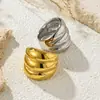 Anillo de Tres Capas para Pareja Transfronteriza Anillo de Acero Inoxidable para Mujer No se Desvanece Nicho Fabricante Venta al por Mayor Elegante con Estilo Moda