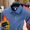 Nuevas Camisas Polo de Invierno para Hombre con Cuello de Solapa y Forro de Felpa para Hombres Jóvenes y de Mediana Edad, Tops Gruesos y Cálidos para Hombre