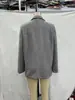 Blazer corto texturizado floral gris de comercio exterior transfronterizo para mujer con solapa, de un solo botón, bolsillos grandes de parche, corte recto holgado