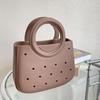 Bolsa Tote à Prova d'Água Transfronteiriça com Buraco na Parede Estampada DIY Portátil Estilo Simples Moda Celebridade da Internet Bolsa de Palha Tecida Bolsa Tote de EVA