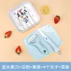 Juego de Cuchillo para Fruta de Cerámica y Tabla de Cortar para Uso Doméstico, Cuchillo Plegable Portátil para Dormitorio, Pelador para Estudiantes, Cuchillo Pequeño Dos en Uno