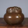 Quemador de Incienso de Cobre Puro al por Mayor con Incrustaciones Doradas, Antigua Vajilla de Cobre, Quemador de Incienso para Madera de Águila y Sándalo, Accesorios para Incienso, Pieza Decorativa