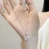 Collar Corazón Planeta Diamante Rosa para Mujer, Diseño de Nicho Dulce y Fresco, Cadena para Clavícula Corazón Cupido Diamantado Brillante, Regalo para Mejor Amiga
