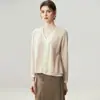 Suéter de punto casual que reduce la edad~Cardigan de cachemira con cuello en V para mujer, imitación de dos piezas, bloques de color, holgado, textura suave, temperamento, moderno