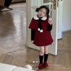 Conjunto de Ropa para Niñas de Navidad y Año Nuevo: Conjunto de Invierno de Tres Piezas: Chal Acolchado Grueso Estilo Chanel, Vestido Chaleco y Camisa Base