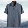 Camisa de manga corta de verano para hombres de mediana edad y ancianos, top holgado con solapa, fina, talla grande de abuelo para mediana edad y ancianos