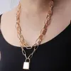 Joias Transfronteiriças Europeias e Americanas, Colar Personalizado com Cadeado e Chave, Corrente para Suéter para Homens e Mulheres, Colar Elegante Simples em Formato de Cadeado, Requintado