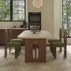 Mesa de Comedor de Piedra Travertino Estilo Nuevo para Uso en el Hogar, Mesa de Comedor Moderna para Apartamentos Pequeños, Juego de Mesa y Sillas Rectangulares Estilo Retro Francés